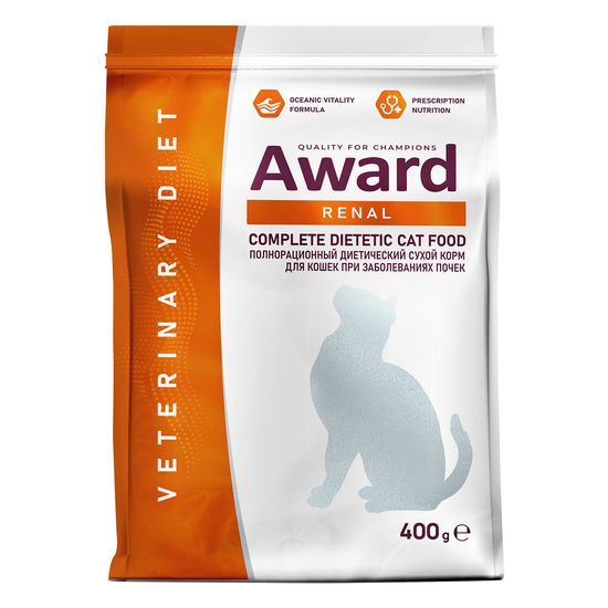 AWARD Veterinary Diet Renal диетический сухой корм для взрослых кошек при заболеваниях почек, 400 г