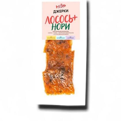 Джерки из лосося копчено-вяленые с зеленью замороженые 40 гр