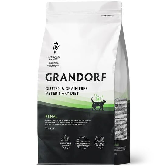 GRANDORF Veterinary Diet Renal диетический сухой корм для кошек при заболеваниях почек, индейка, 400 г (3182)