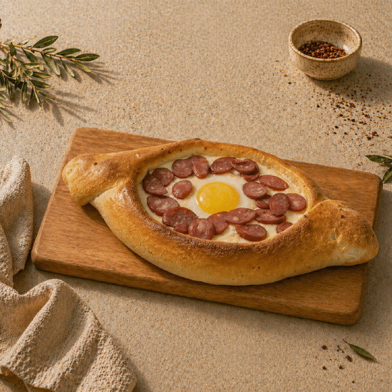 Хачапури с охотничьими колбасками