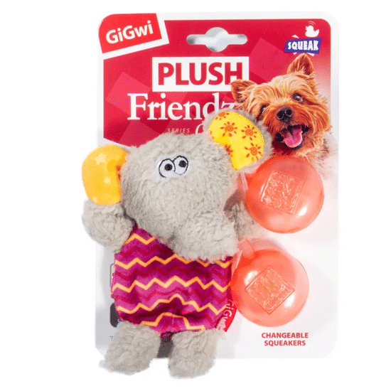 GiGwi Plush Friendz игрушка для собак «Слон» со сменными пищалками, 13 см