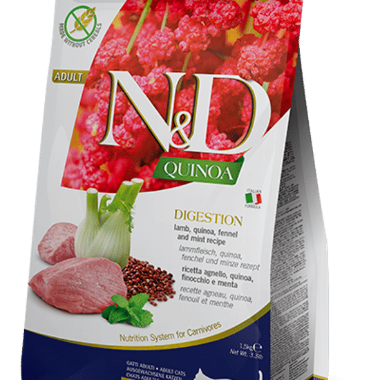 Farmina N&D Quinoa Digestion Lamb сухой корм для кошек, для поддержки пищеварения, ягнёнок с киноа, 1,5 кг