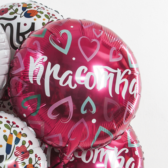 45 см, Круг, Красотка (множество сердец), Розовый