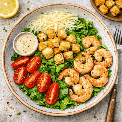 Салат «Цезарь» с креветками