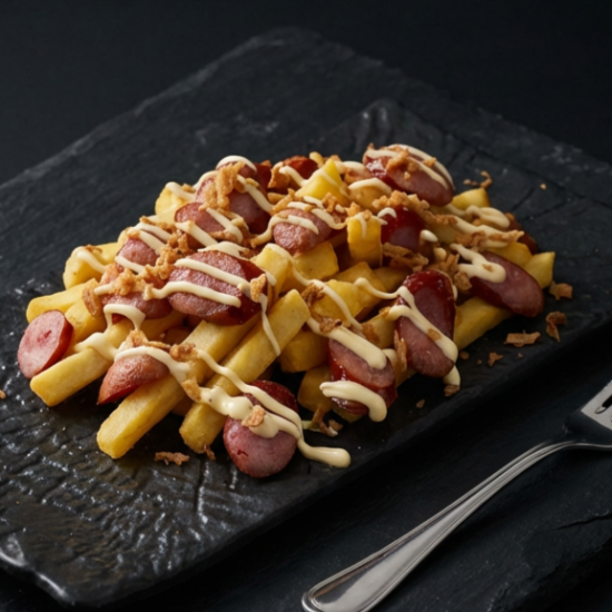 Картофель фри с колбасками