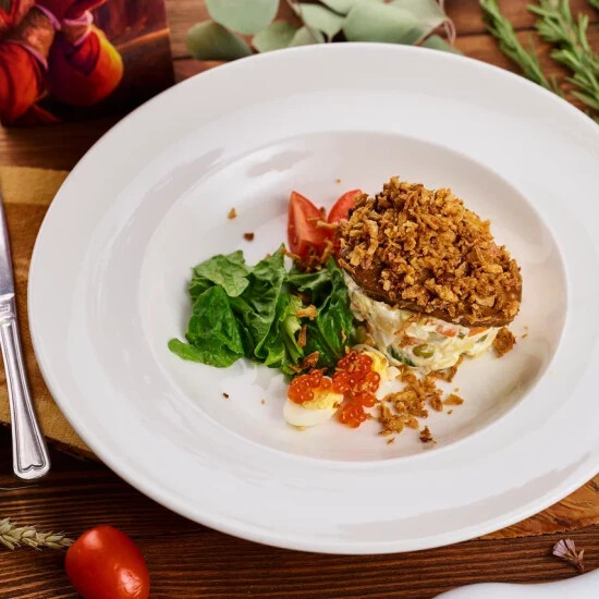 Салат оливье с языком