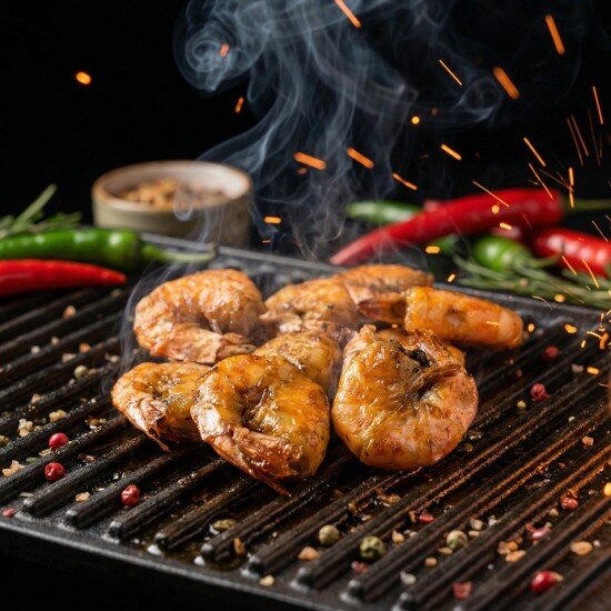 Креветки на мангале