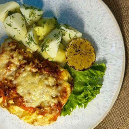 Судачок с овощами под сырной
корочкой