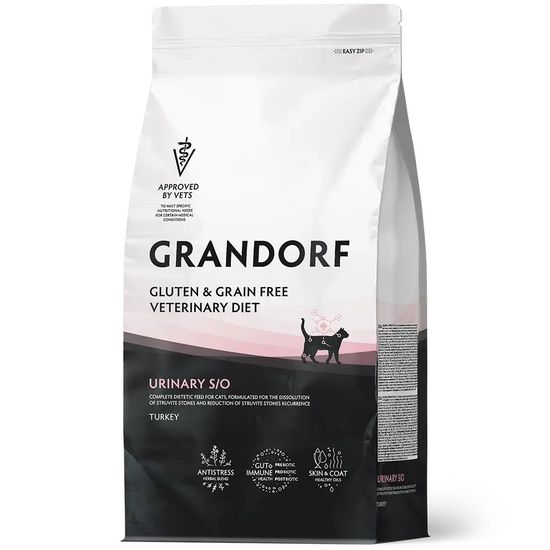 GRANDORF Veterinary Diet Urinary диетический сухой корм для кошек при МКБ, индейка, 400 г