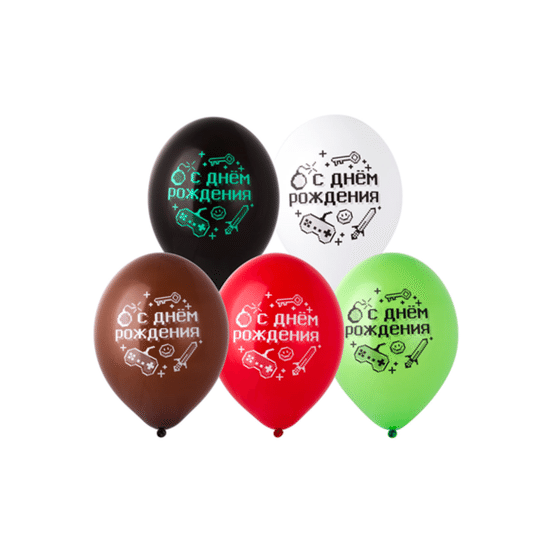 35 см, С Днем Рождения, Пиксели, Ассорти, Пастель