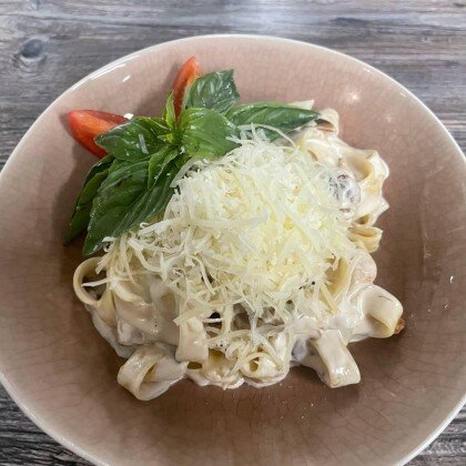 Фетучини с грибами,курицей