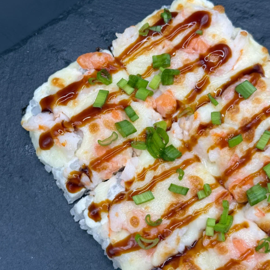 С креветкой и лососем