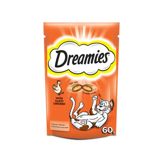 Dreamies лакомство для кошек «Аппетитная курочка», хрустящие подушечки с курицей, 60 г