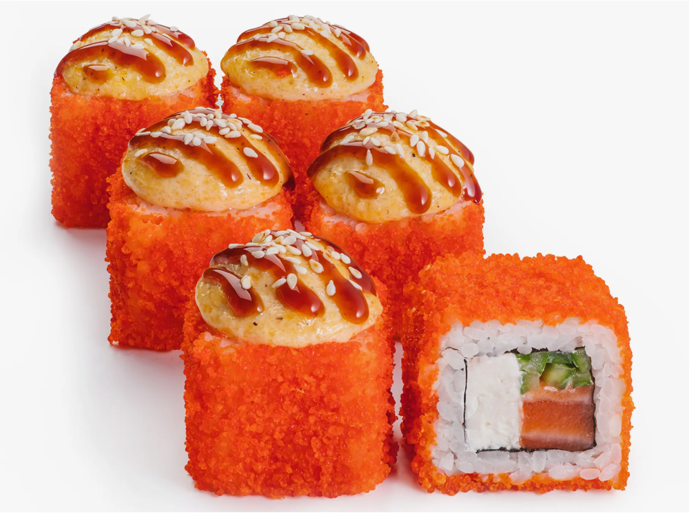 Калифорния с лососем запеченная