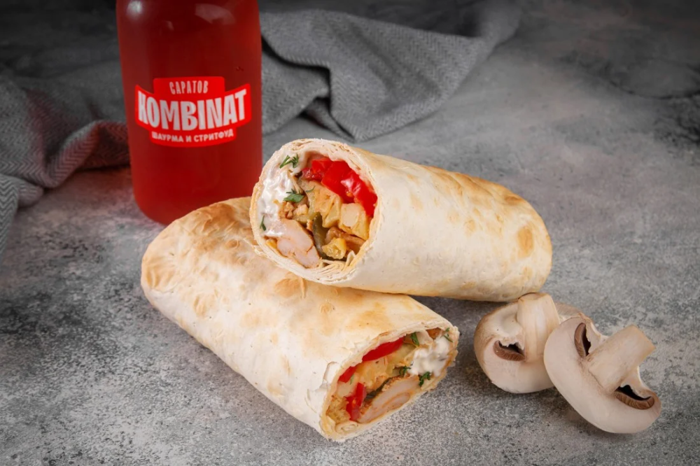 Шаурма грибная с курицей