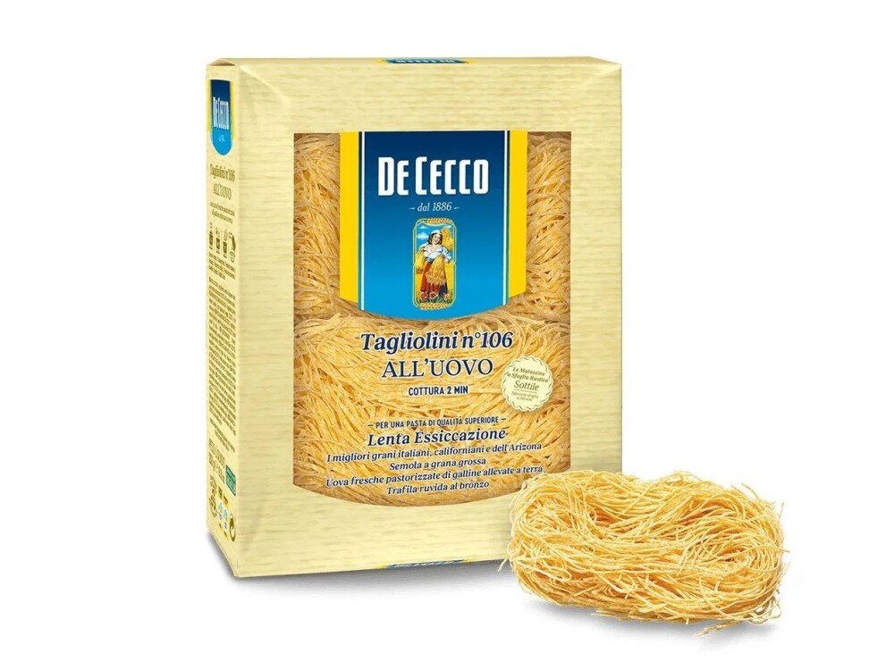 Паста De Cecco №106 Тальолини с добавлением яйца, Италия, 250 г