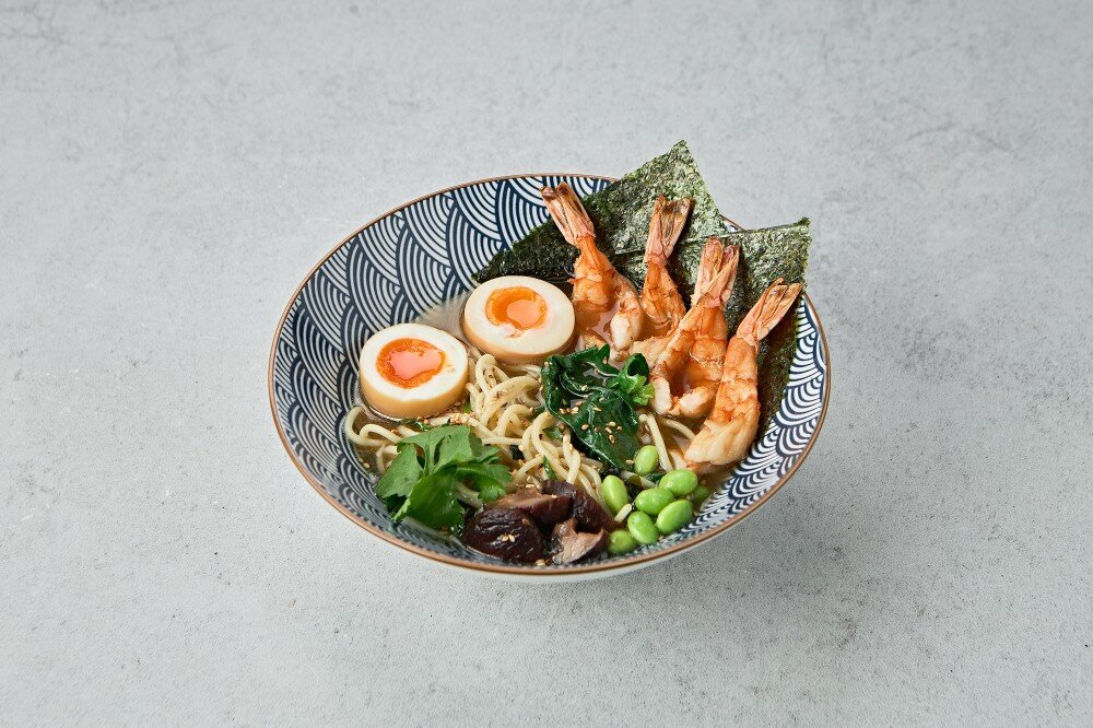 Рамен с креветками