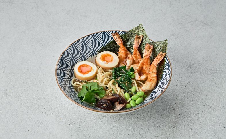 Рамен с креветками