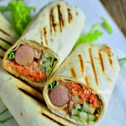 Хот-дог в лаваше с 1 сосиской