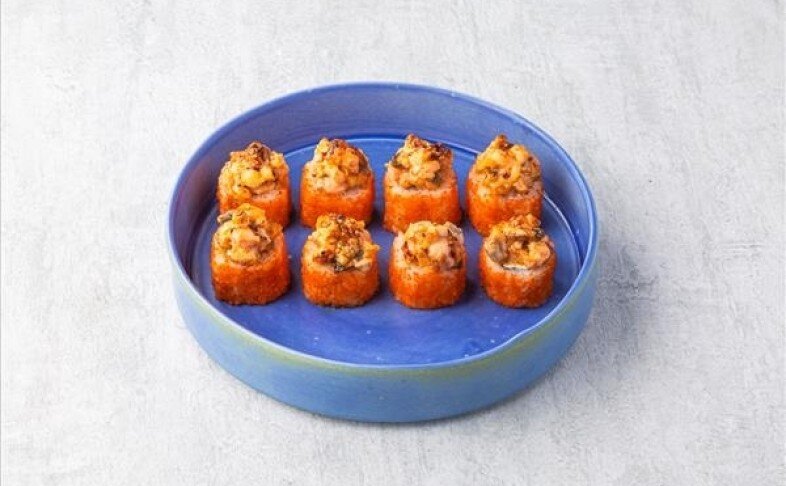 Запеченный ролл с угрем и лососем