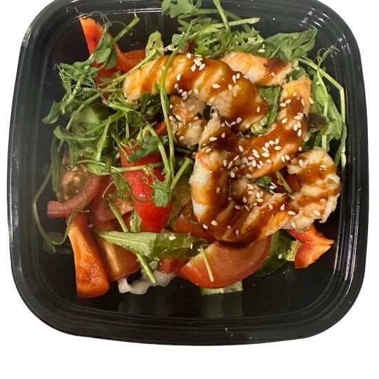 Салат с рукколой и королевскими креветками