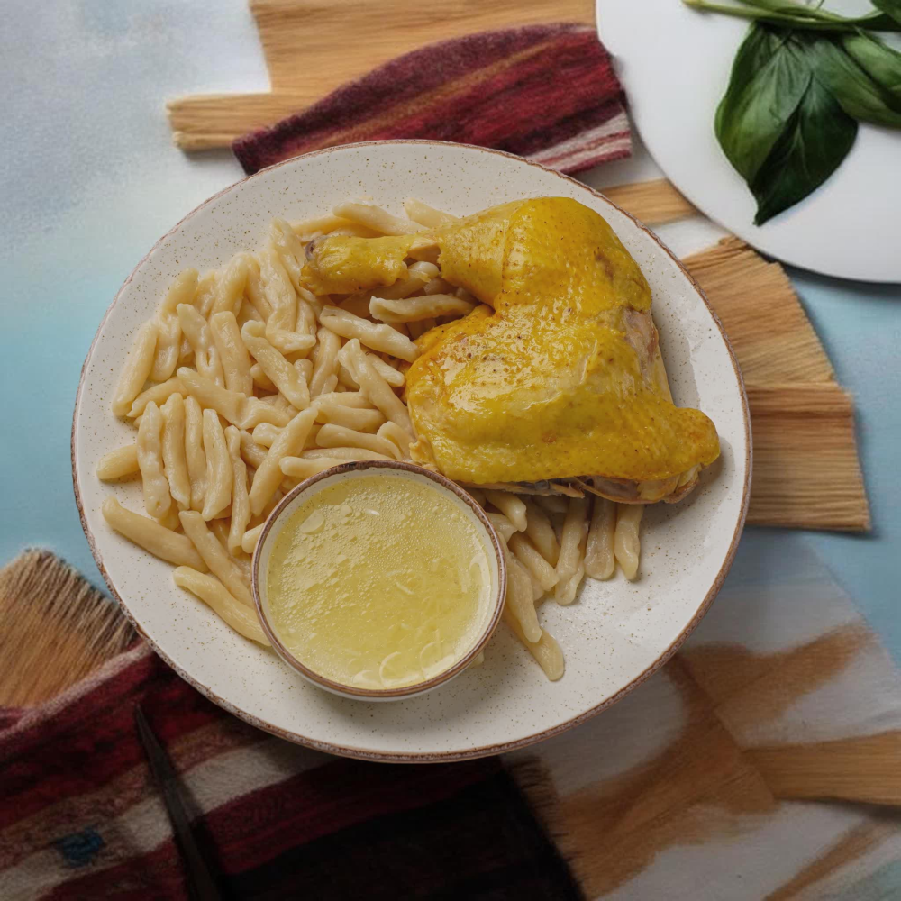 Галушки с курицей (окорочок)
