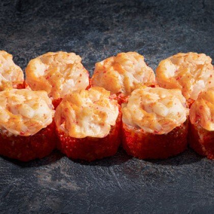 Запеченный острый ролл с крабом и гребешком
