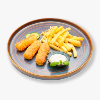 Крабики на шпажках с картофелем фри