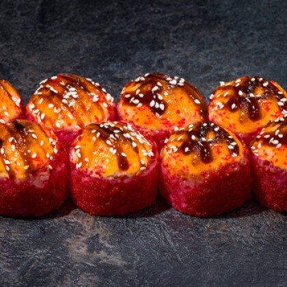 Запеченный ролл с курицей терияки