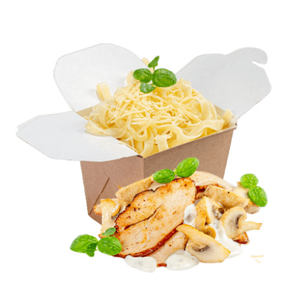 Паста с курицей и грибами