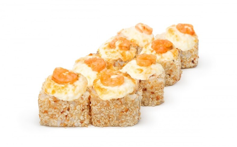 С КРЕВЕТКОЙ В КУНЖУТЕ запеченный