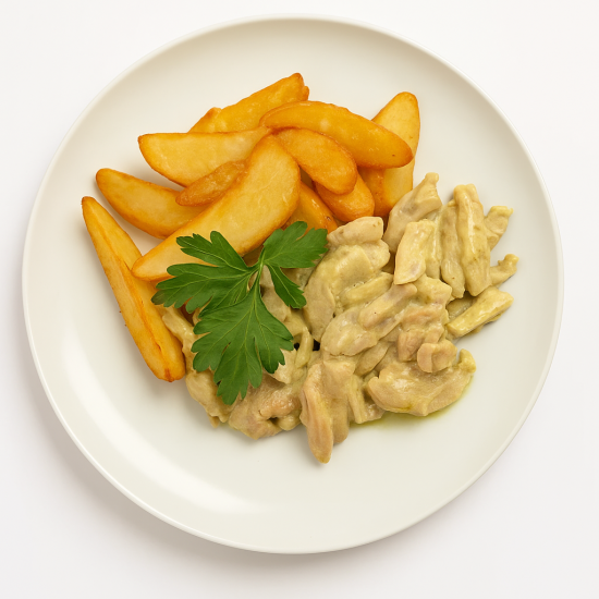 Курица в сливочном соусе с картофелем Айдахо