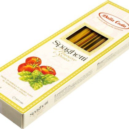 Спагетти Dalla Costa с томатами и шпинатом мак.изд. без яиц 500гр