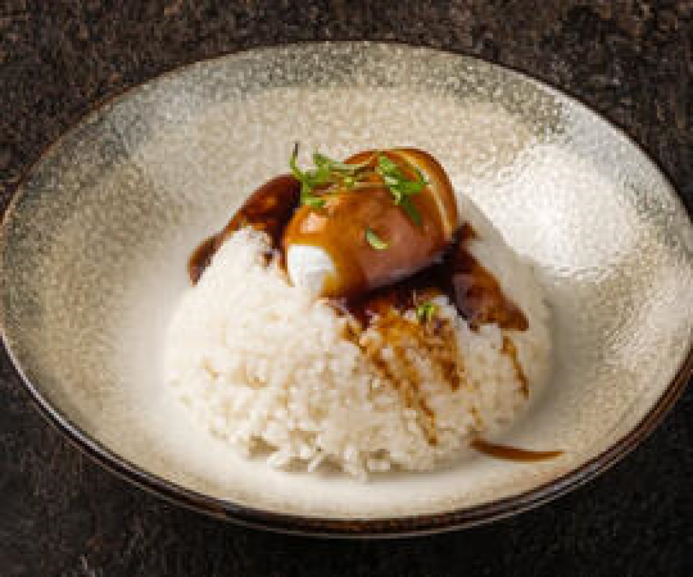 Рис с яйцом пашот и терияки