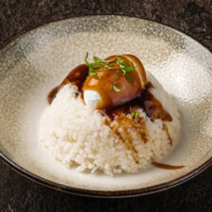 Рис с яйцом пашот и терияки