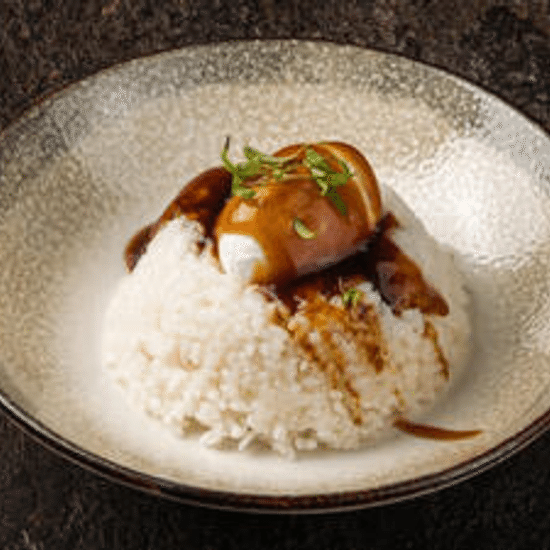 Рис с яйцом пашот и терияки