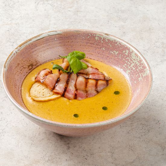 Орехово-тыквенный крем с беконом