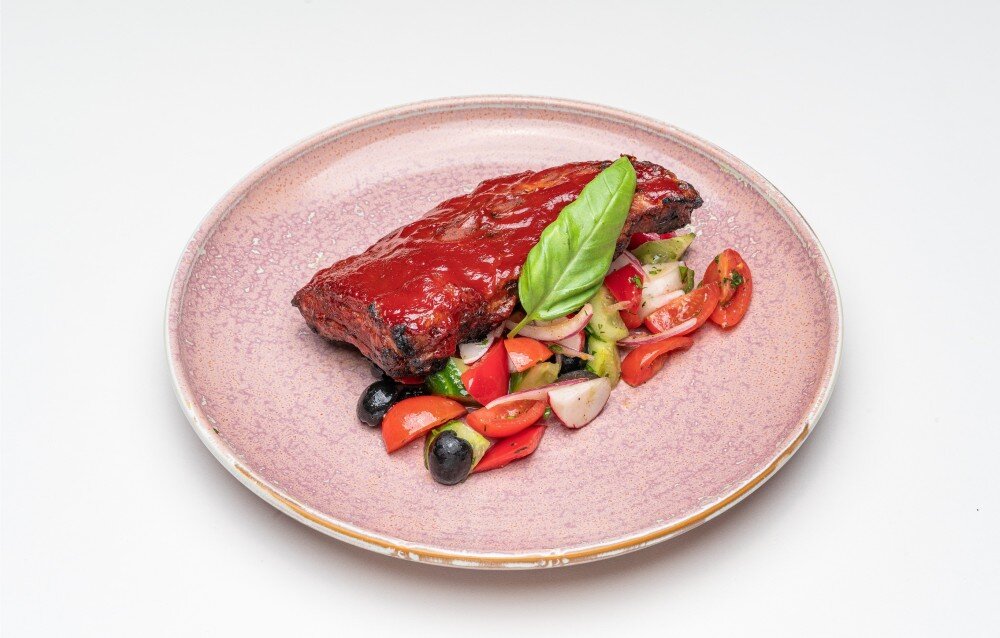 Свиные ребрышки в медово-томатной глазури