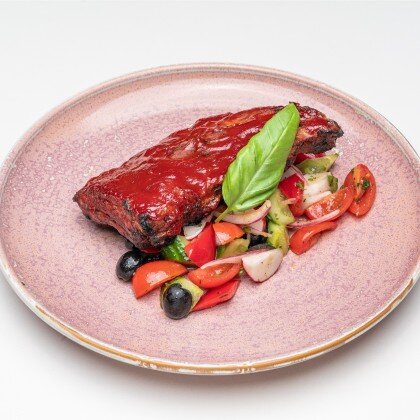 Свиные ребрышки в медово-томатной глазури