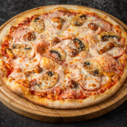 С копченой курицей и грибами