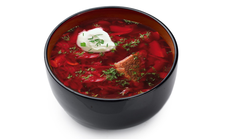 БОРЩ из говядины с гренками и со смальцем