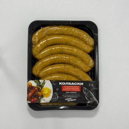 Колбаски из красной рыбы с морепродуктами, овощами и зеленью