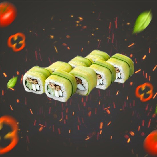 Сашими ролл с лососем и креветкой