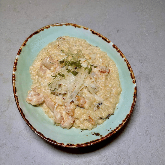 Макароны птитим креветки и мидии