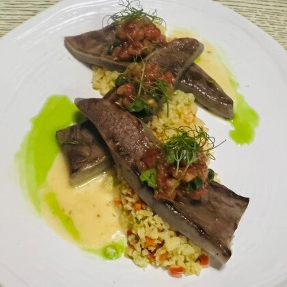 Говяжий язык с овощным кус-кусом