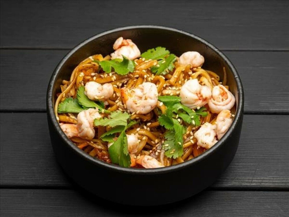 Удон с креветками