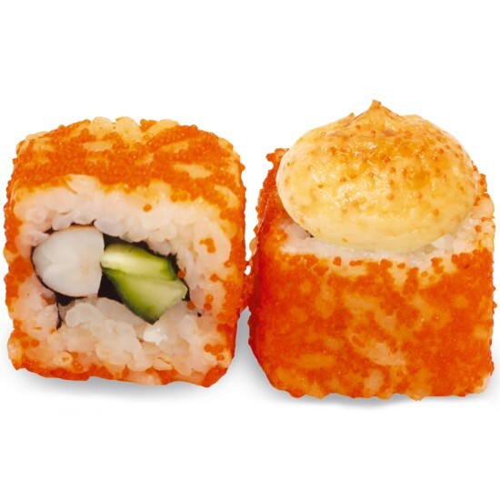 Ролл Калифорния с креветкой запеченный