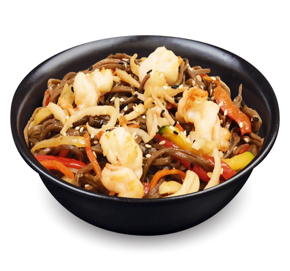 Соба с овощами и морепродуктами
