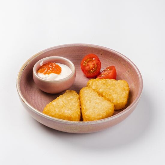 Хашбраун со сметаной и красной икрой