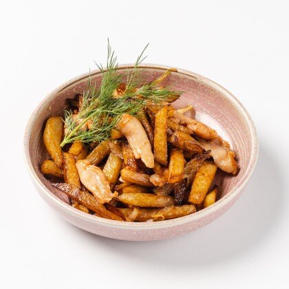 Картофель жареный с куриным филе